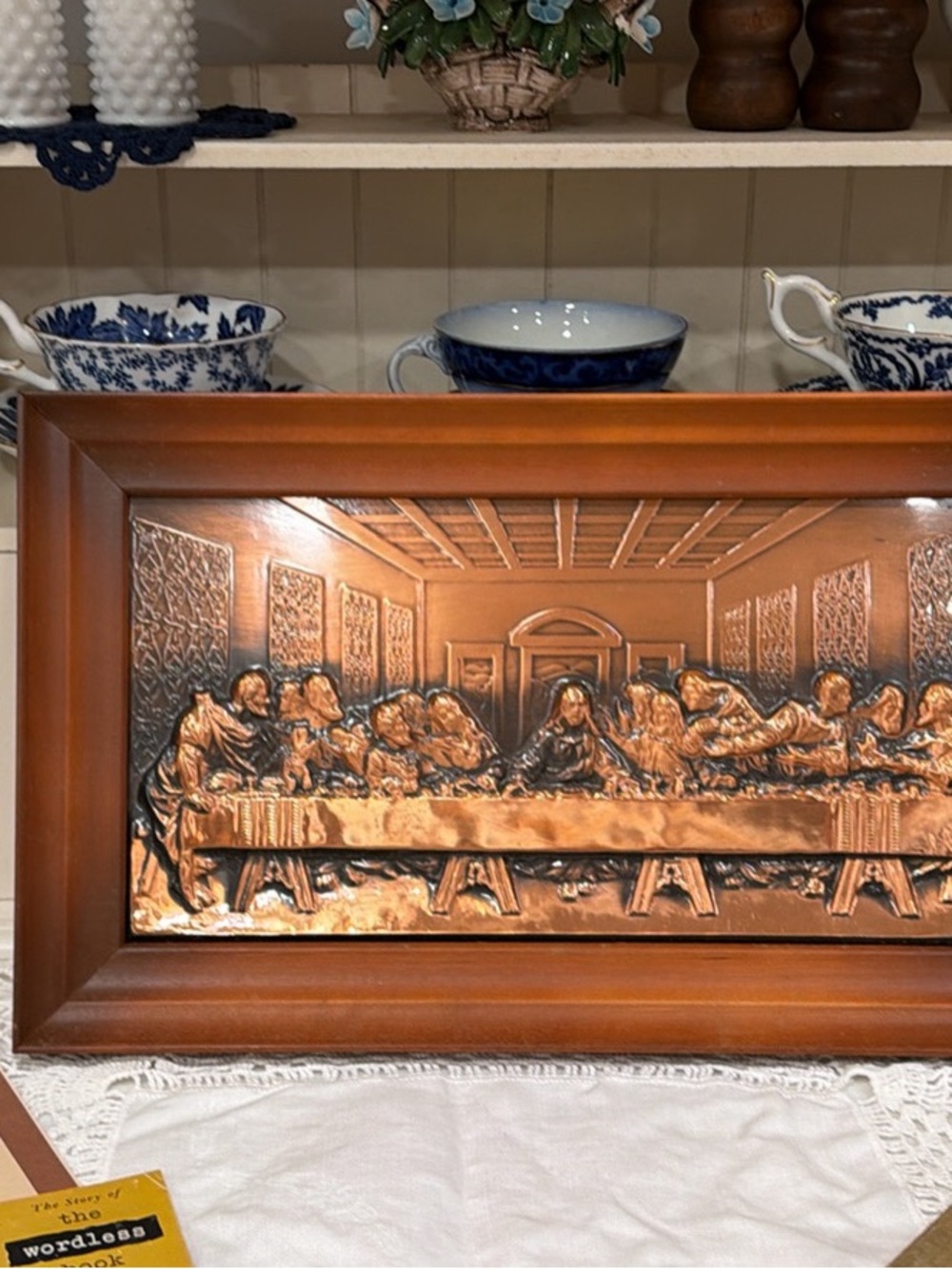 Vintage Copper Craft 3D 'The Last Supper' Wall Plaque in Brown Frame
